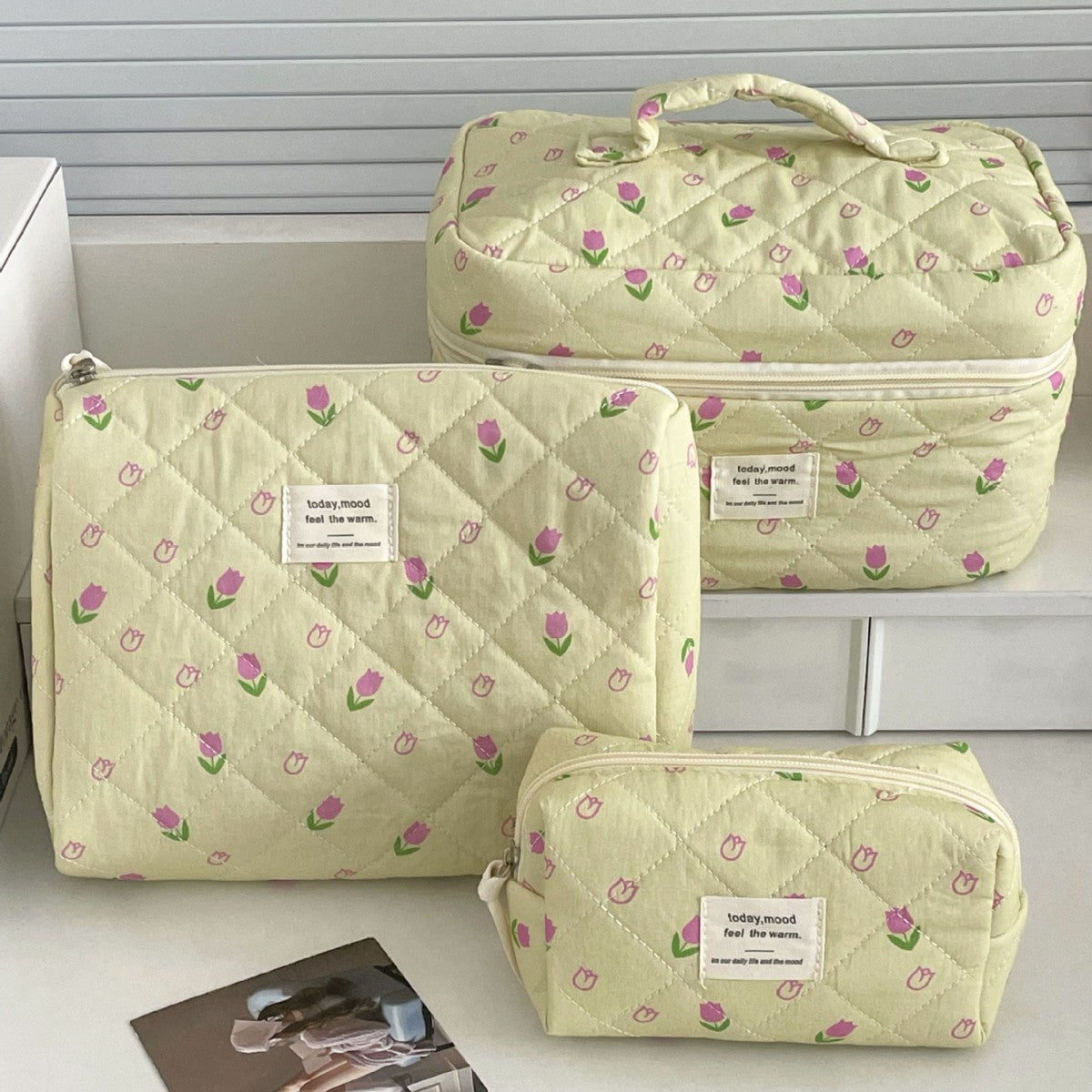 Multi-Pattern Palace Quilted Cosmetic Clutch and Octagonal Set