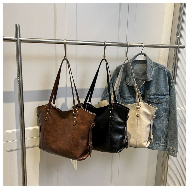 Vintage PU Leather Large Capacity Shoulder Handbag Tote Bag