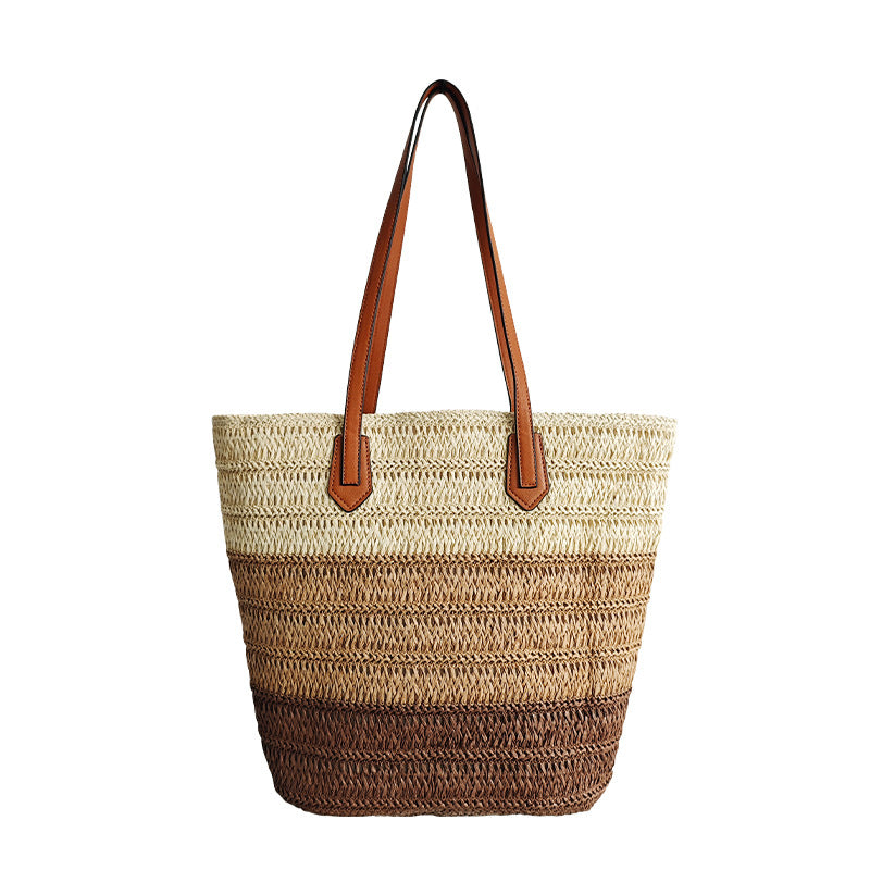 Gradient Straw Large Capacity Woven Beach Tote