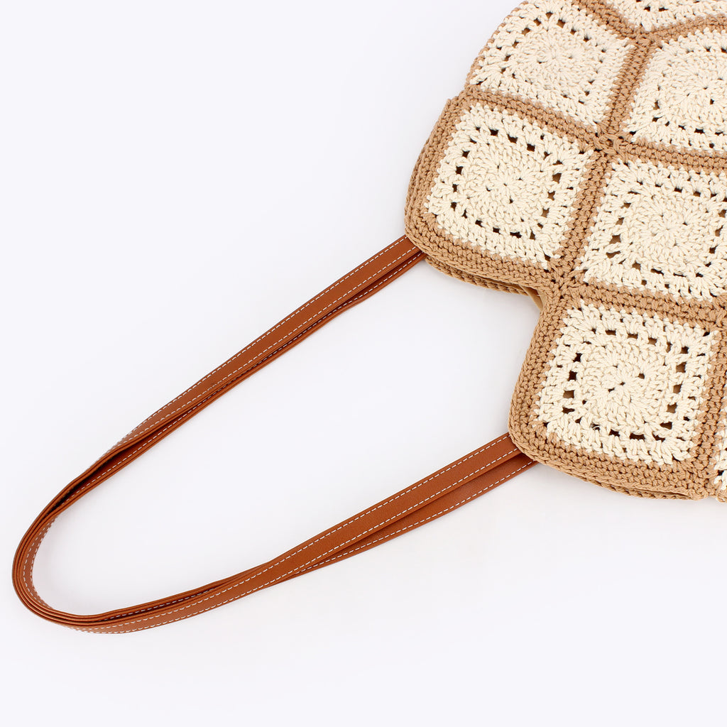 Boho Hand-Crocheted Cotton Patchwork Granny Square Shoulder Bag