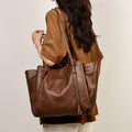 Large Capacity PU Leather Tote Bag with Zipper