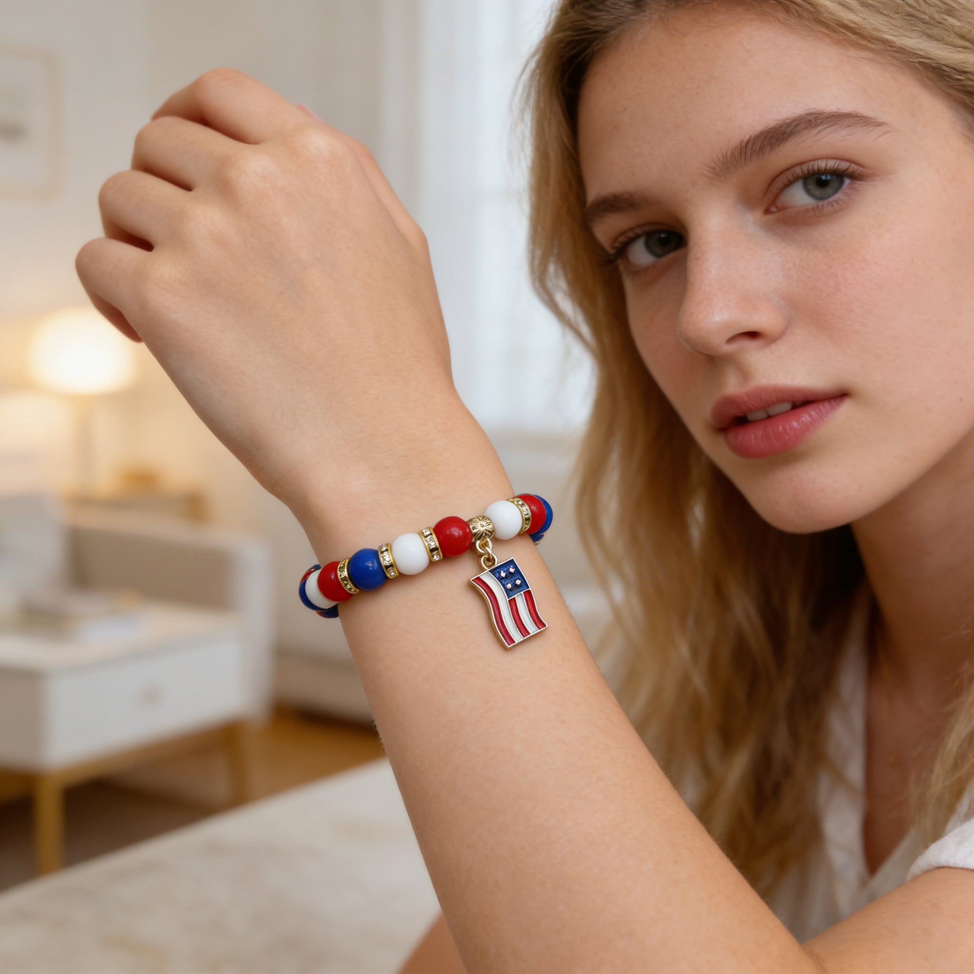 Independence Day Beaded Flag Color Bracelet