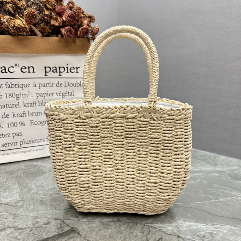 Lined Handwoven Straw Souvenir Bag