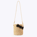 Crochet Floral Bucket Woven Paper Crossbody Bag