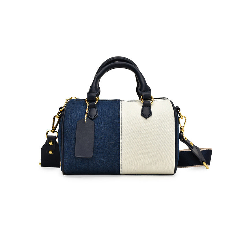 2026 Women Denim Patchwork Puffer Pillow Shoulder Bag