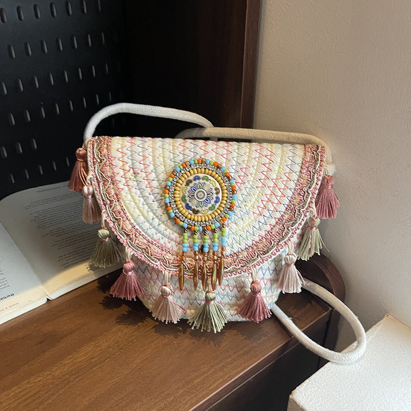 Ethnic Bohemian Woven Trend Versatile Saddle Crossbody Women Bag