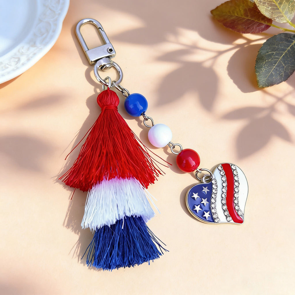 American Independence Day Alloy Love Star Keychain