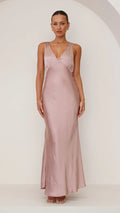 Solid Color V-Neck Slim Sexy Evening Dress