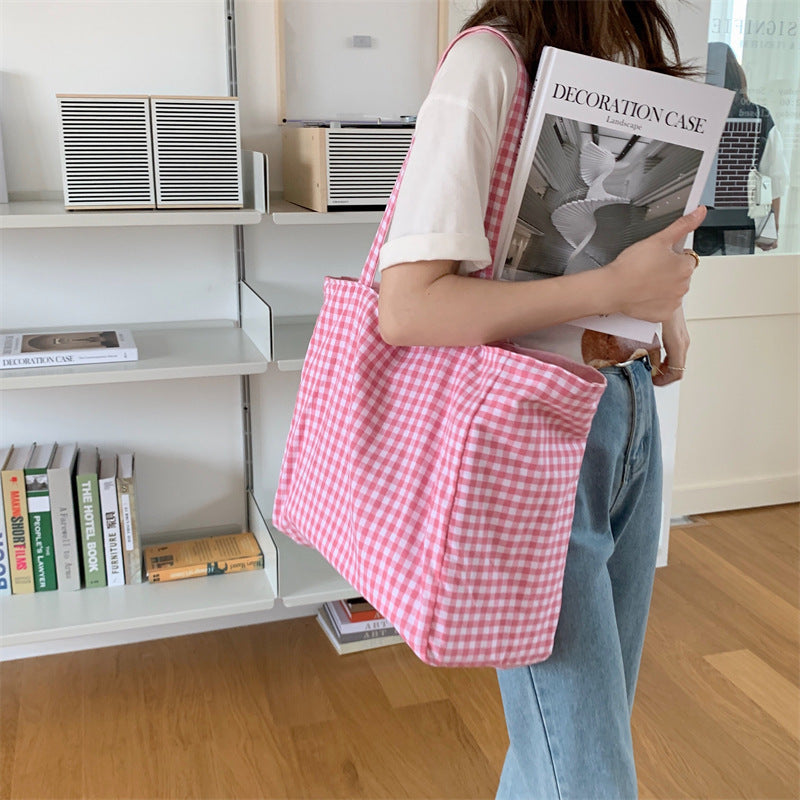2026 Women Casual Simple Plaid Reversible Tote Bag