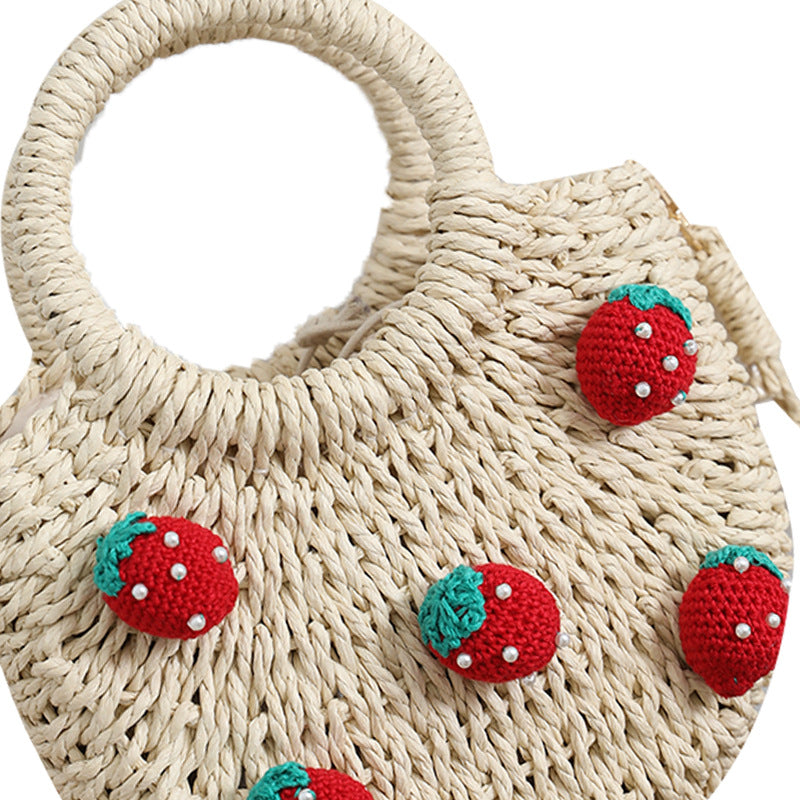 Strawberry Straw Crossbody Cherry Woven Bag