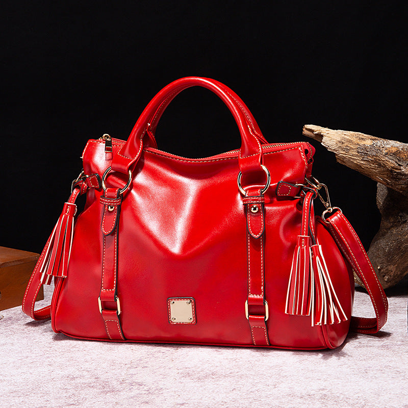 Retro Hand-Painted Soft Portable Shoulder Crossbody Commuter Bag