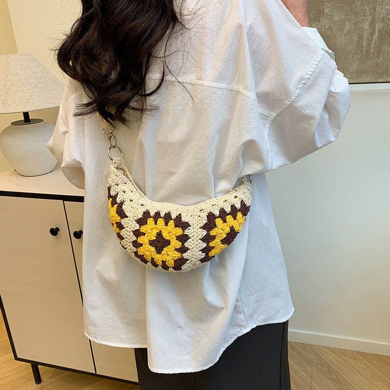 Crochet Sunflower Crossbody Bag