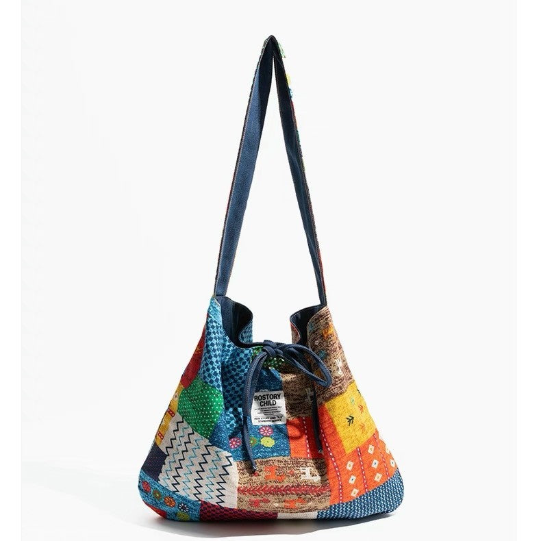 Bohemian Retro Collage Double-Sided Canvas Bag For Women