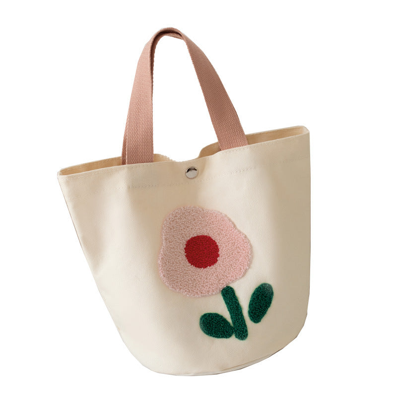 Women Embroidered Canvas Large Lunch Handheld Streetwear Bag