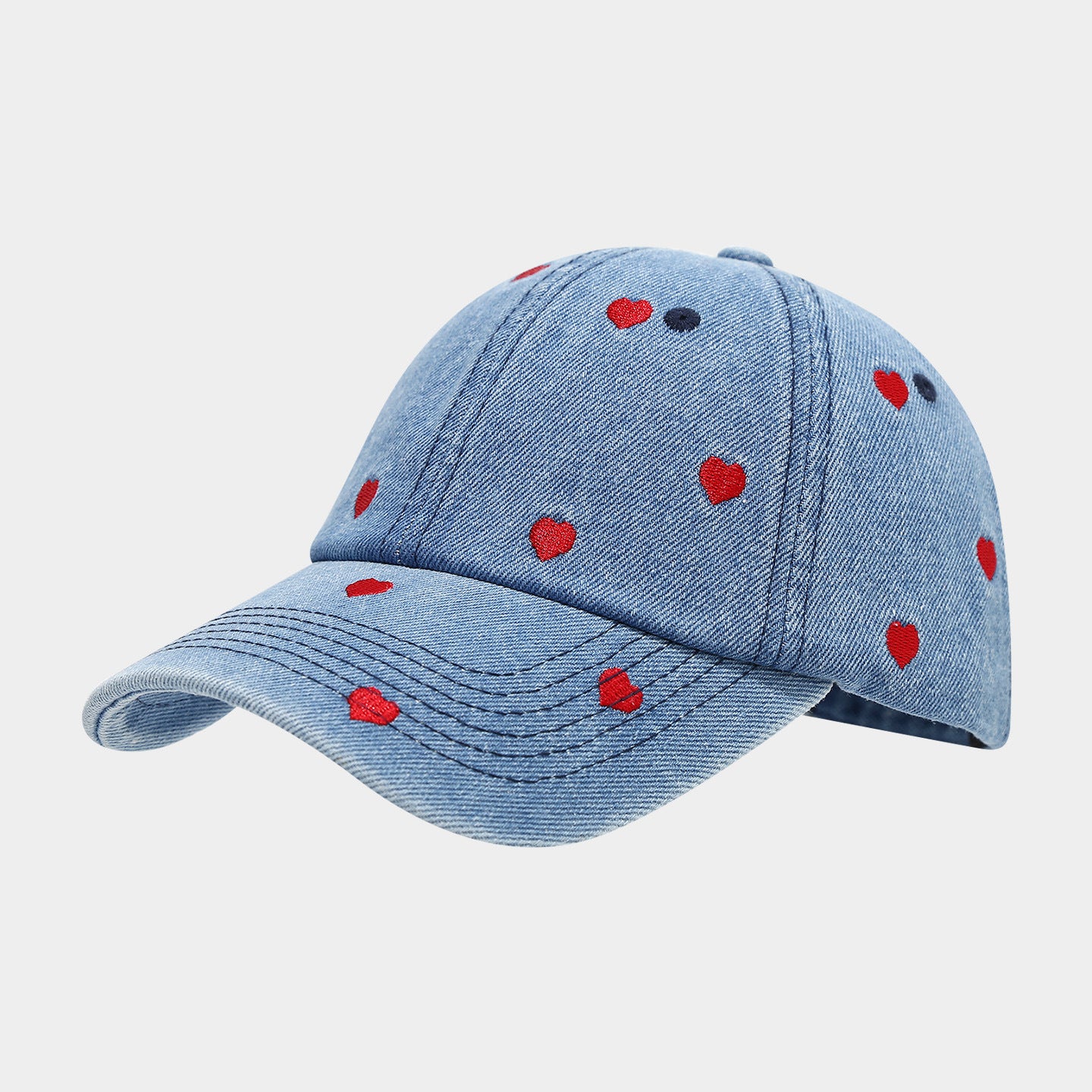 Love Embroidered Denim Baseball Cap