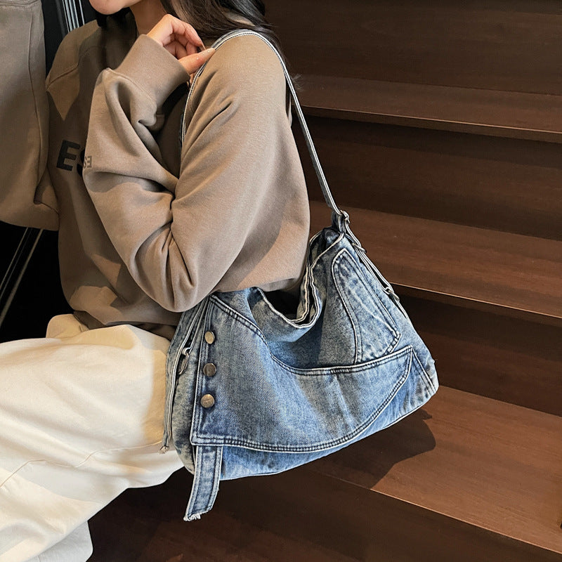 Women 2026 Retro Denim Crossbody Bag, Large Capacity Commuter Tote