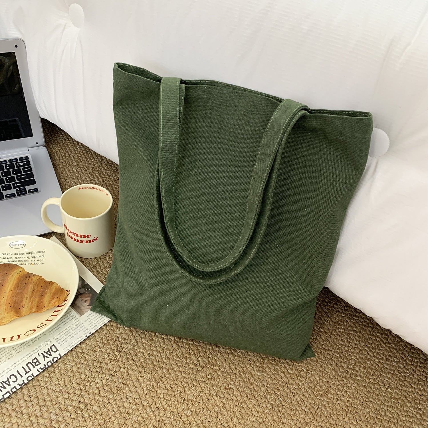 2026 Women  Colored Blank Canvas Tote Bag