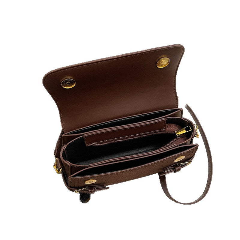 Vintage Buckle Flap Handbag with Elegant Buckle Details
