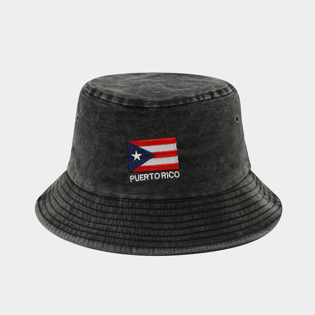 Washed Foldable World Flag Fisherman Hat