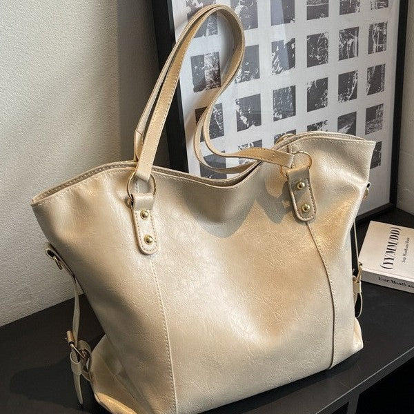 Vintage PU Leather Large Capacity Shoulder Handbag Tote Bag