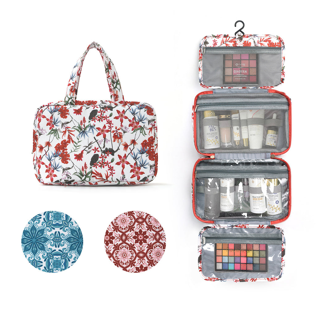Dry-Wet Separation Floral Toiletry Bag