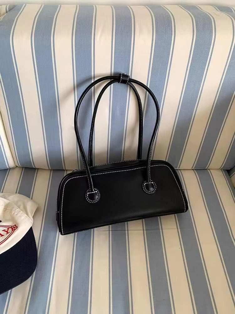 Retro Minimalist Barrel Shoulder Bag Baguette Handbag