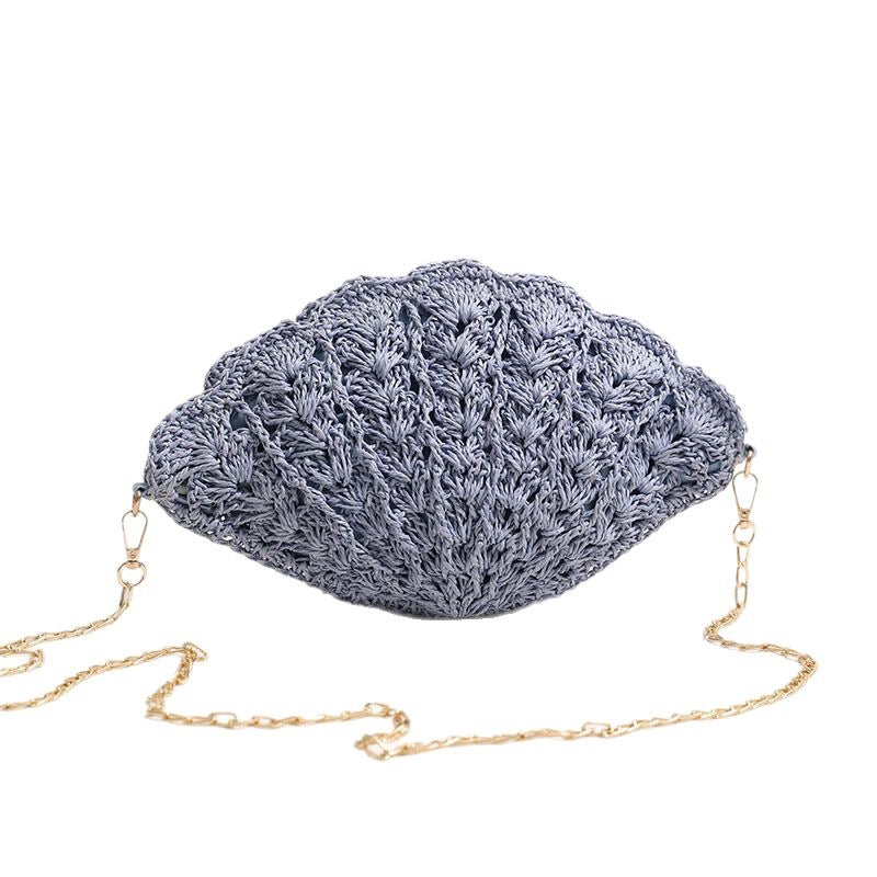 Fairy Shell Crossbody Hollow Fan Straw Beach Bag