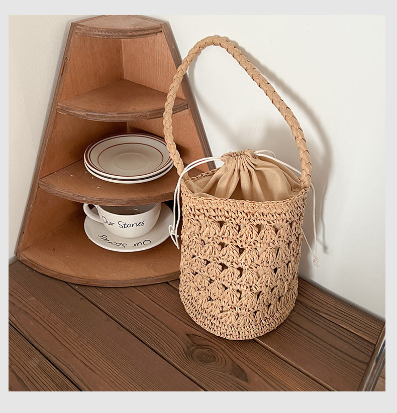 Straw Woven Hollow Bucket Bag