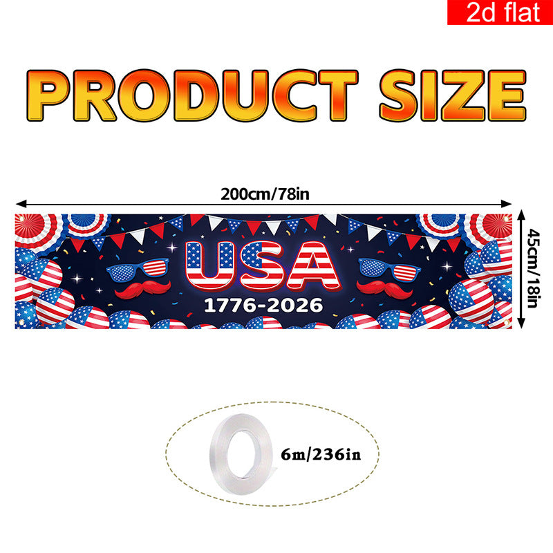 Independence Day 250th Anniversary Hanging Flag Banner