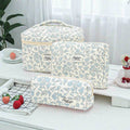 White Orchid Quilted Drawstring Cosmetic Bag