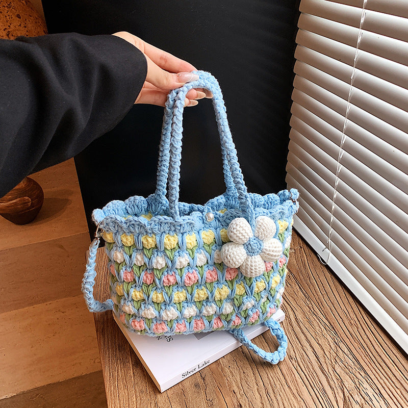 Fresh Tulip Phone 2026 New Yarn Crochet Soft Sunflower Crossbody Bag