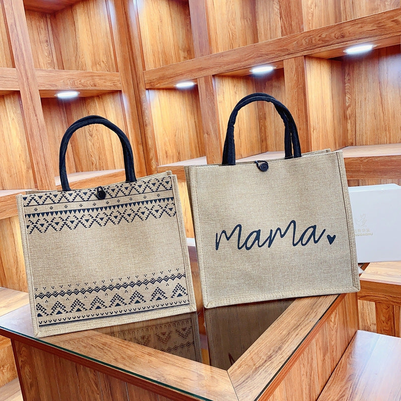 Linen Tote Bag Large Capacity Mommy Bag