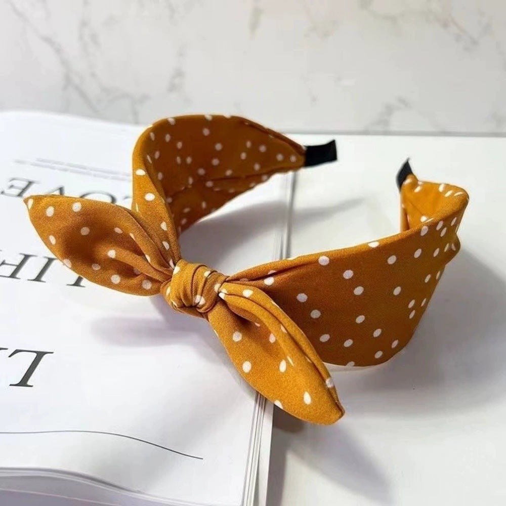 Retro Polka Dot Bow Wide Headband