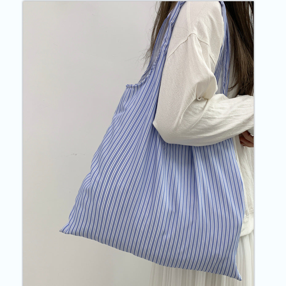 2026 Summer New Model Large Capacity Striped Armpit Bag Solid Color Blank Bag Simple Versatile Shoulder Bag For Women
