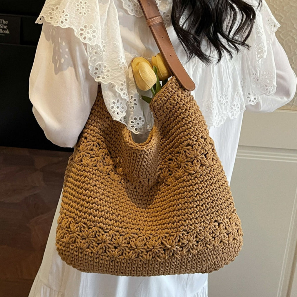 Women 2026 Resort Style Woven  Simple Large Capacity Casual Beach Bag