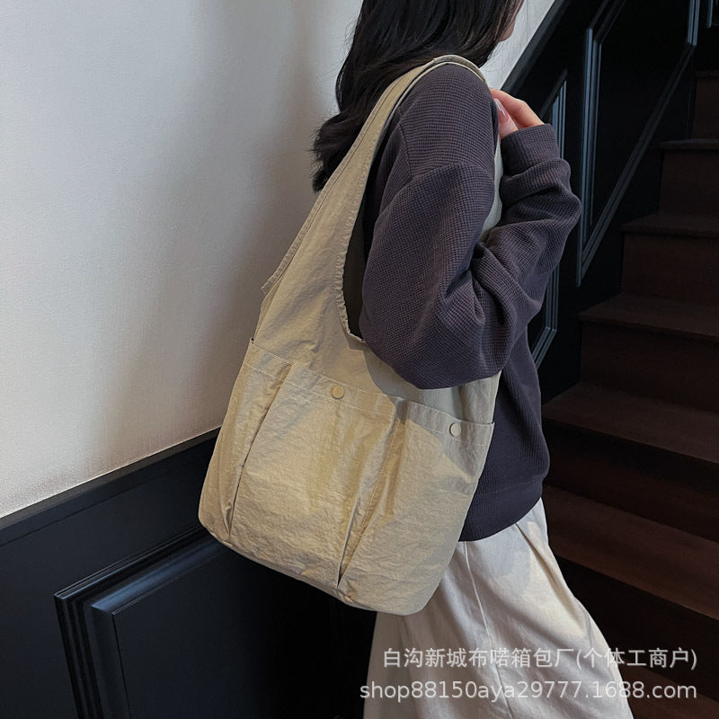 2026 Solid Large Capacity Multi-Pocket Shoulder Tote Bag