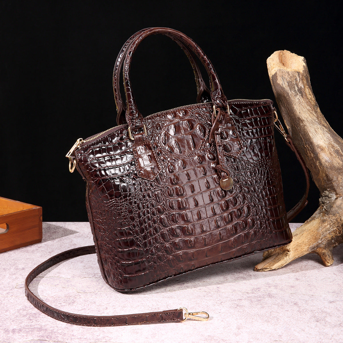 Portable Crossbody Retro Multi-Color Crocodile Pattern Bag
