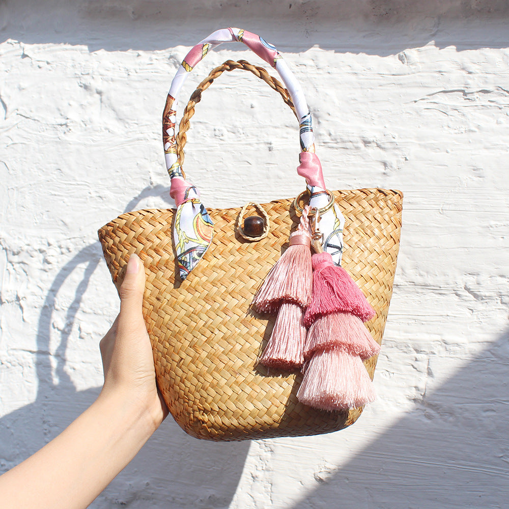 Niche Design Straw Woven Tote Bag