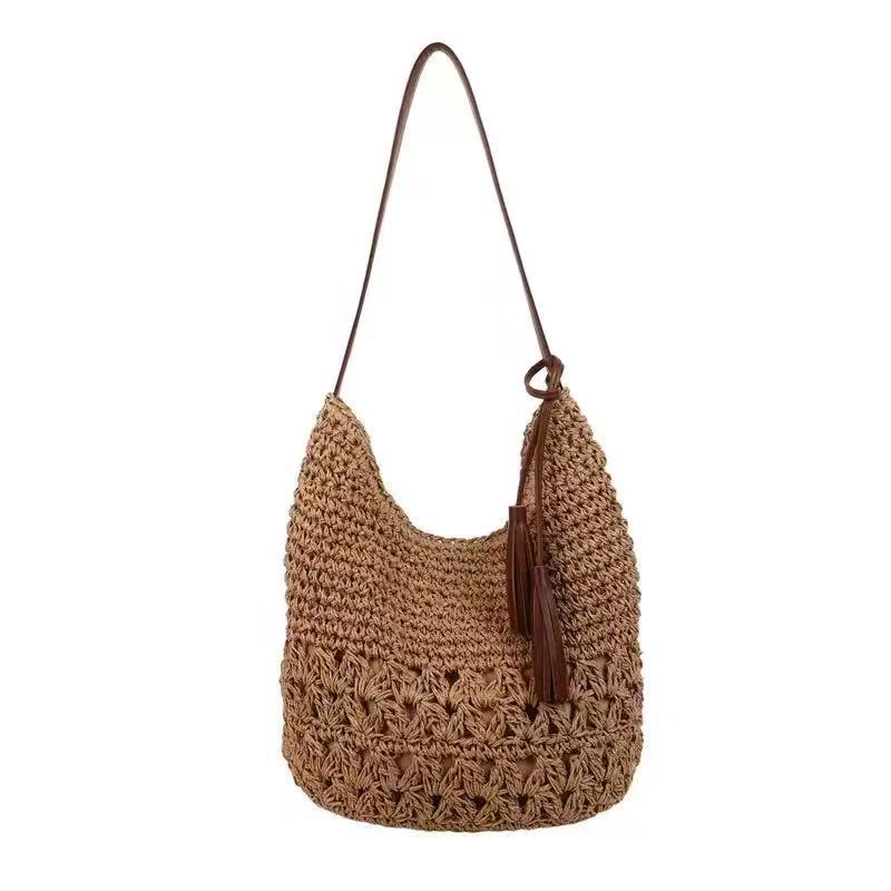 Large Capacity Woven Straw Beach Tote Bag