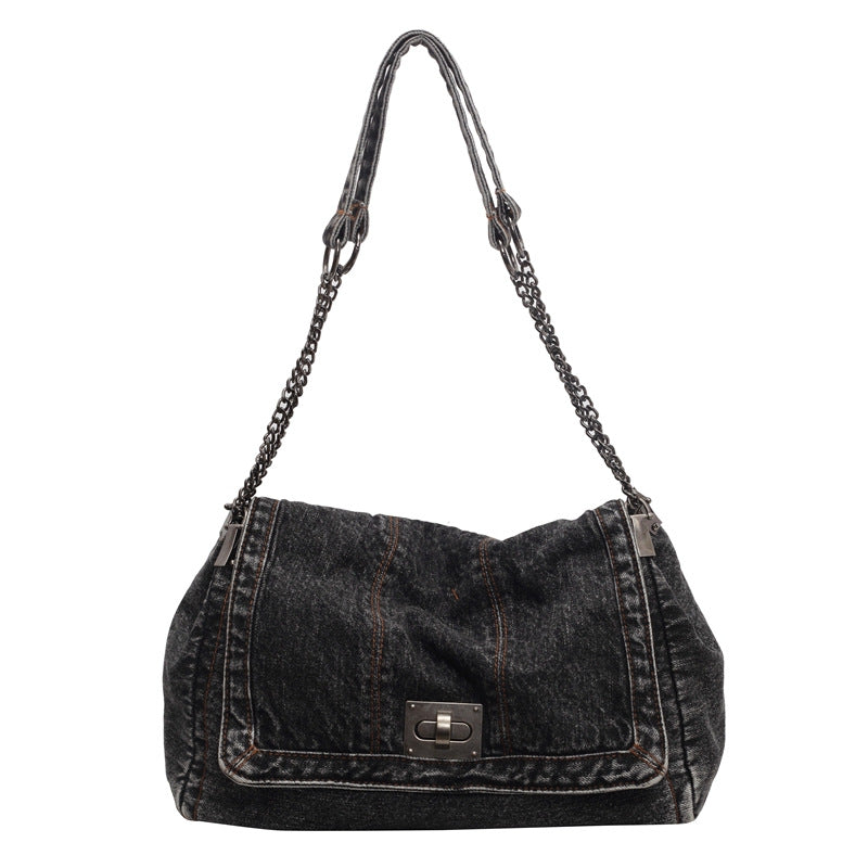 Women Casual Large Denim Tote Crossbody Denim Bag