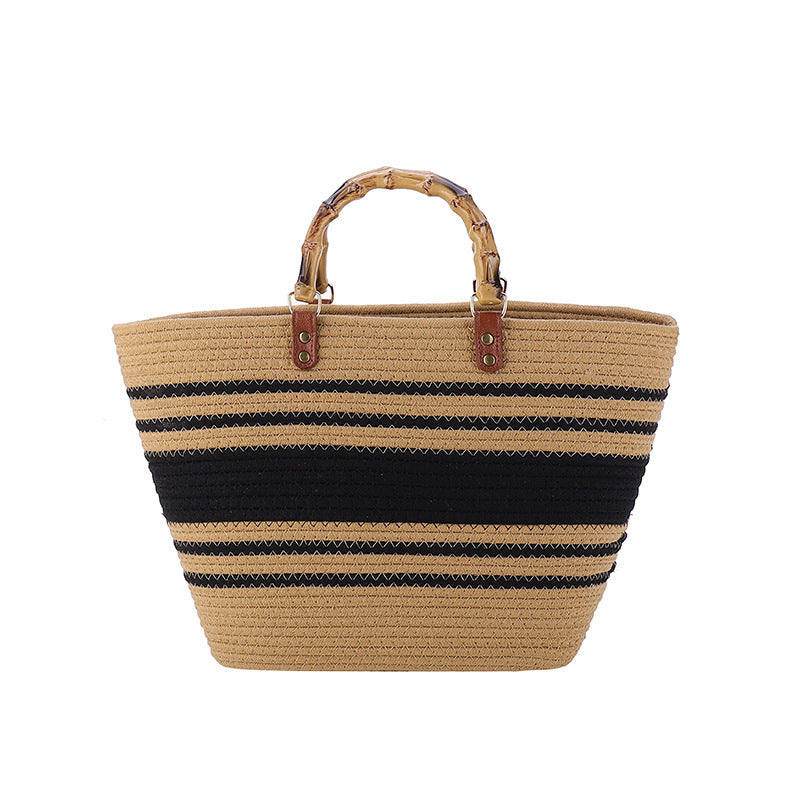 Woven Single Shoulder Large Capacity Bamboo Tote Bag