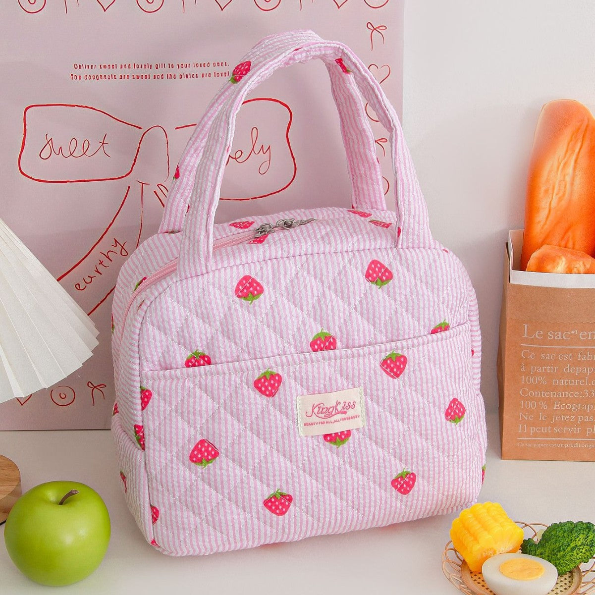 Small Floral Insulated Large Capacity Lunch Bag