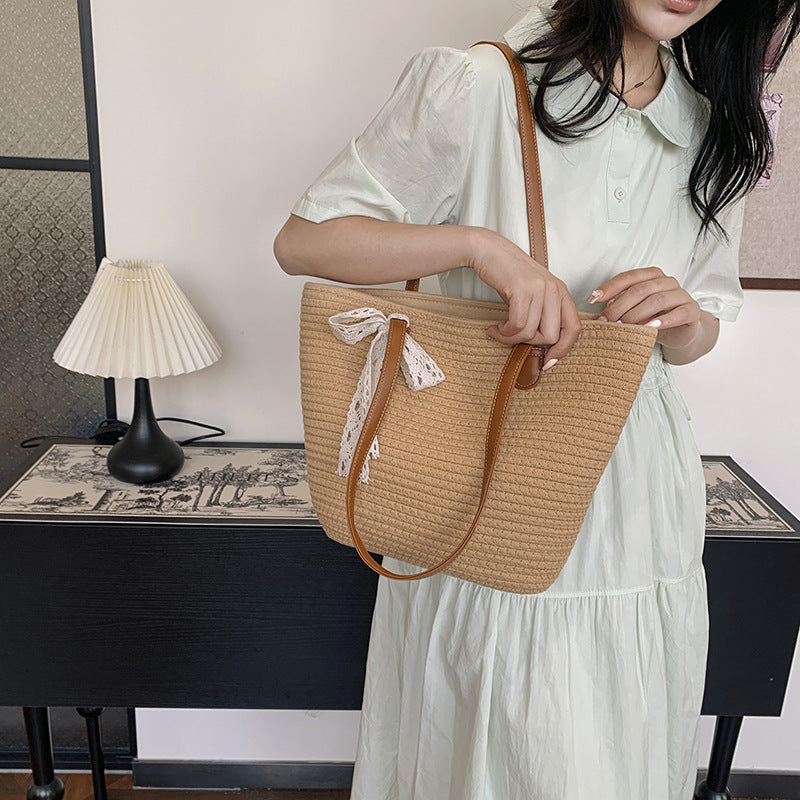 Trendy Large Woven Straw 2026 Spring Casual Unique Beach Shoulder Bag