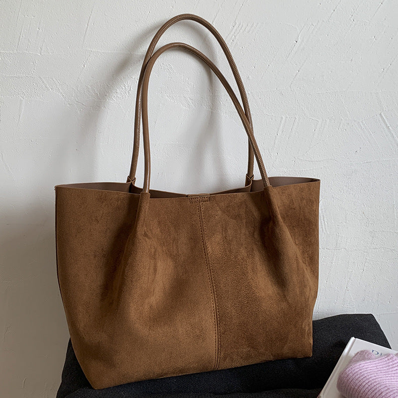 Women Fall New Suede Large 2026 Korean Casual Shoulder Tote Bag
