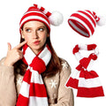 Christmas Santa Hat and Scarf Set Holiday Knit Accessories