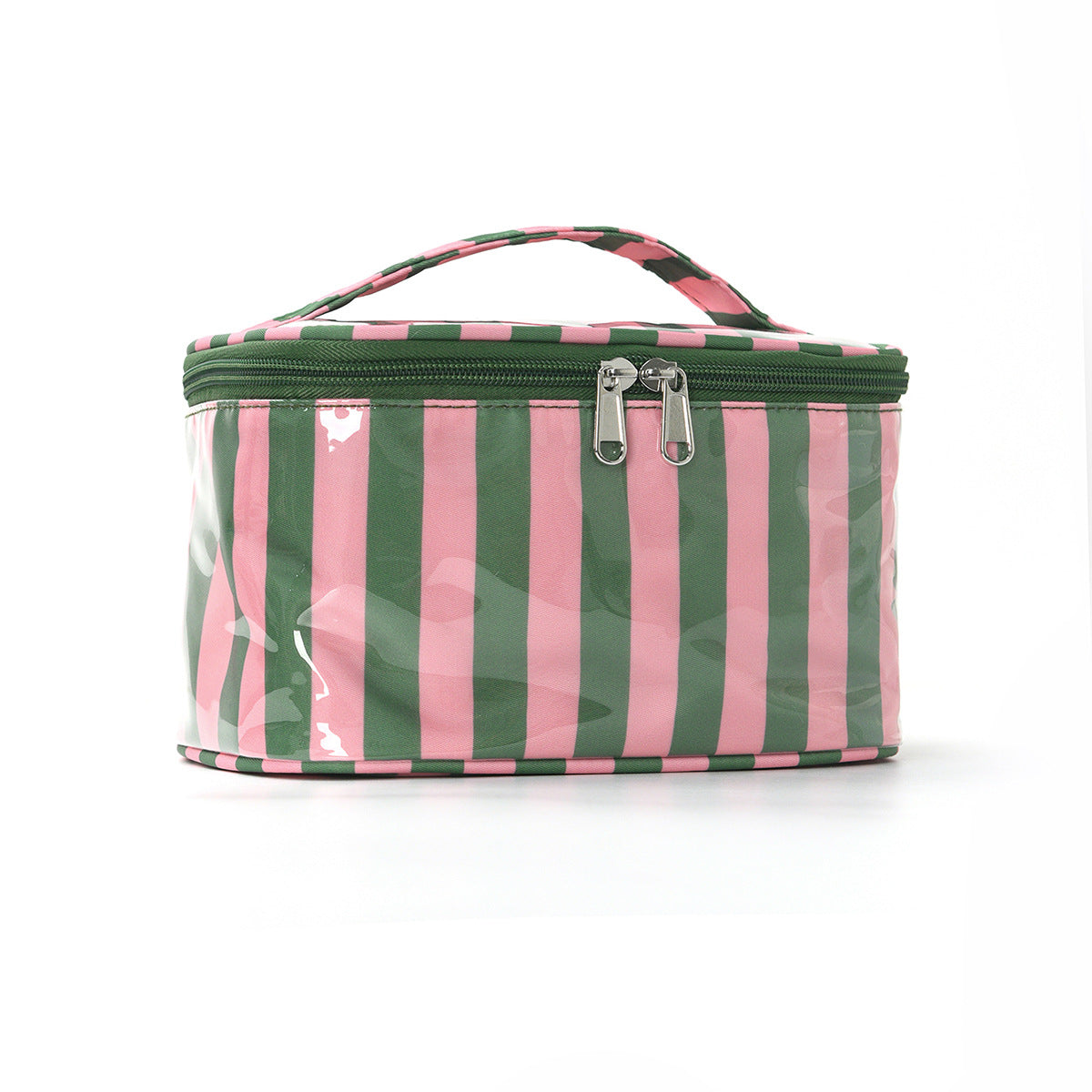 Contrast Stripe Cosmetic Bag Large Capacity Portable Toiletry Bag Waterproof Pvc Travel Storage Bag Large Capacity Cosmetic Bag
