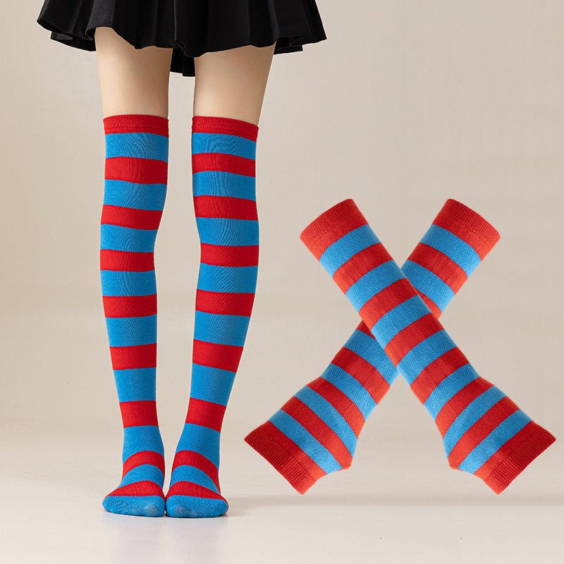 Cross Border Halloween Christmas Party Striped Over Knee Socks
