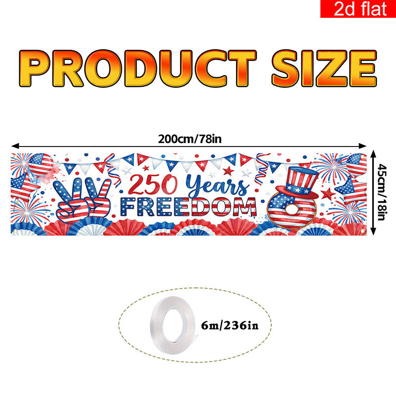 Independence Day 250th Anniversary Hanging Flag Banner