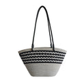 Braided Cotton Rope Color Block Striped Beach Tote