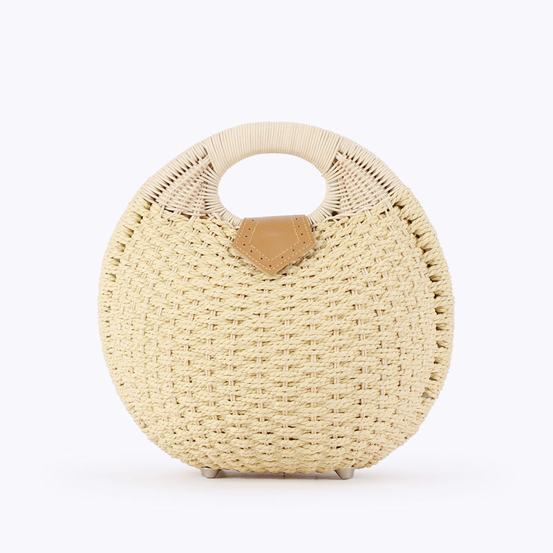 Cute Rattan Shell Bag, Casual Straw Vacation Beach Bag